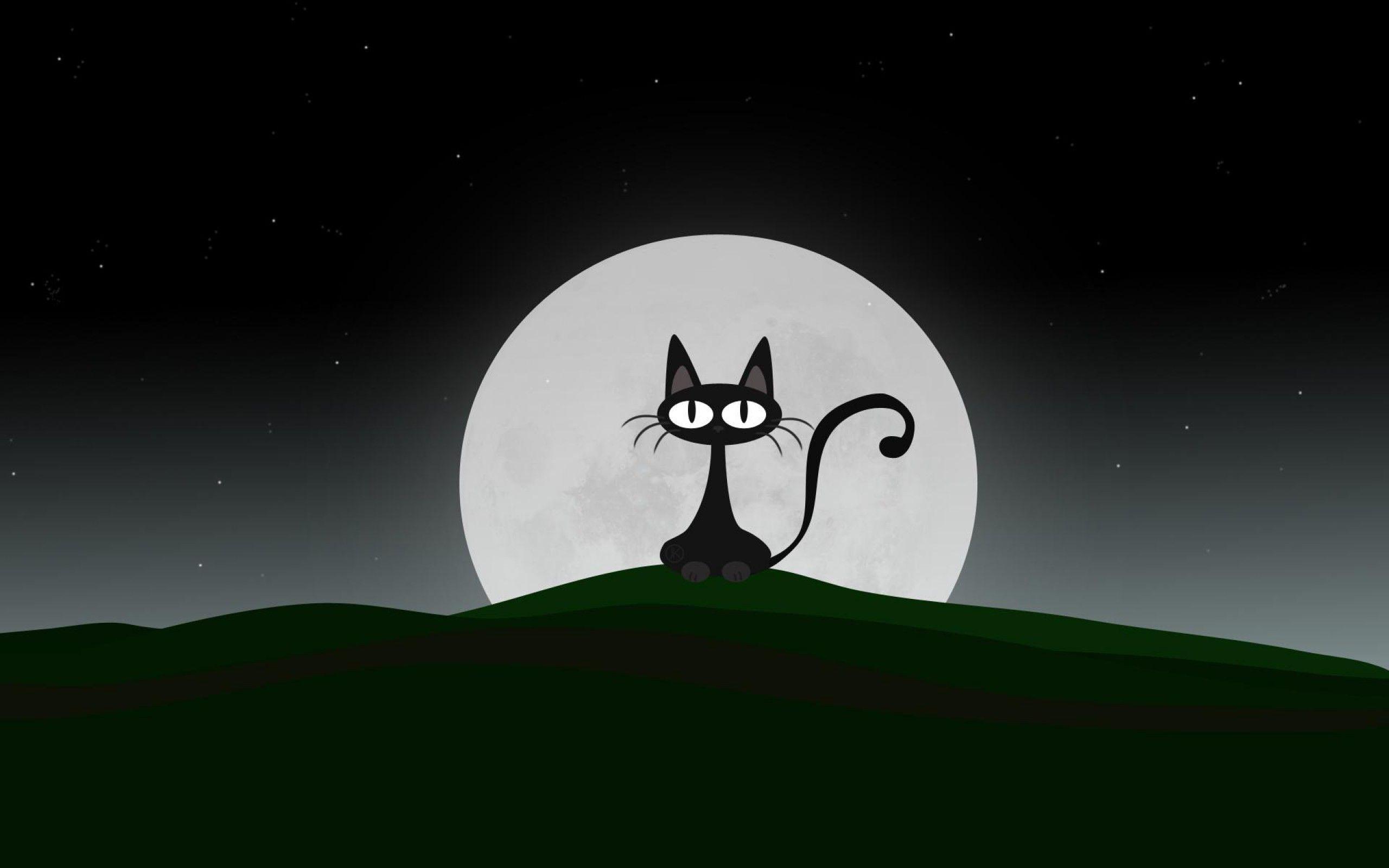 Cute Black Cat Cartoon Wallpapers