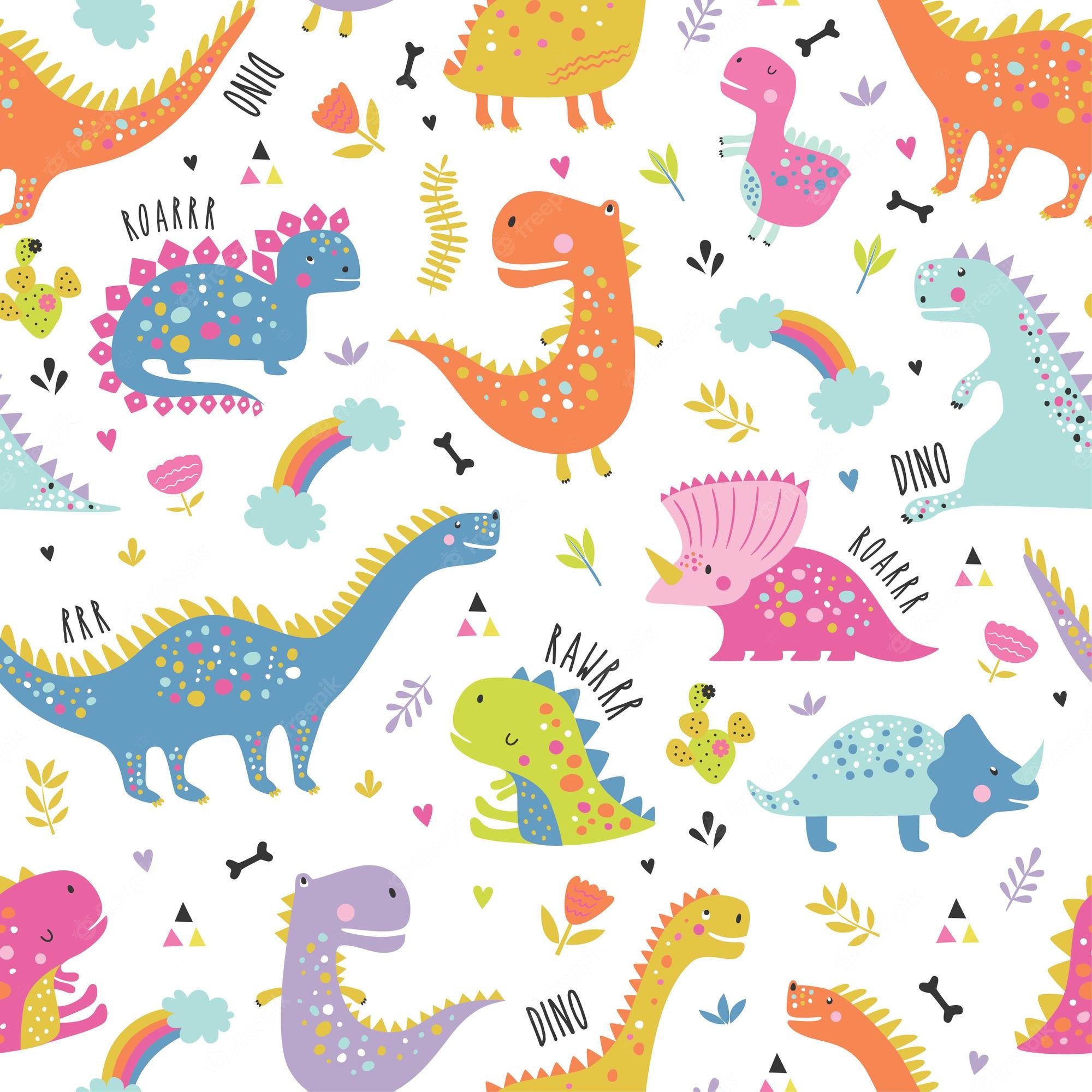 Cute Dinosaur Pattern Wallpapers