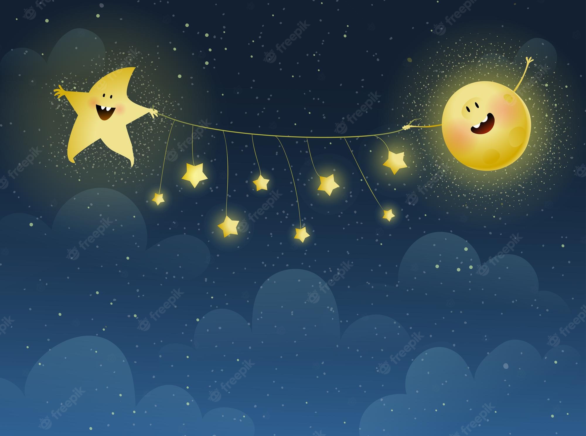 Cute Moon And Stars Wallpapers