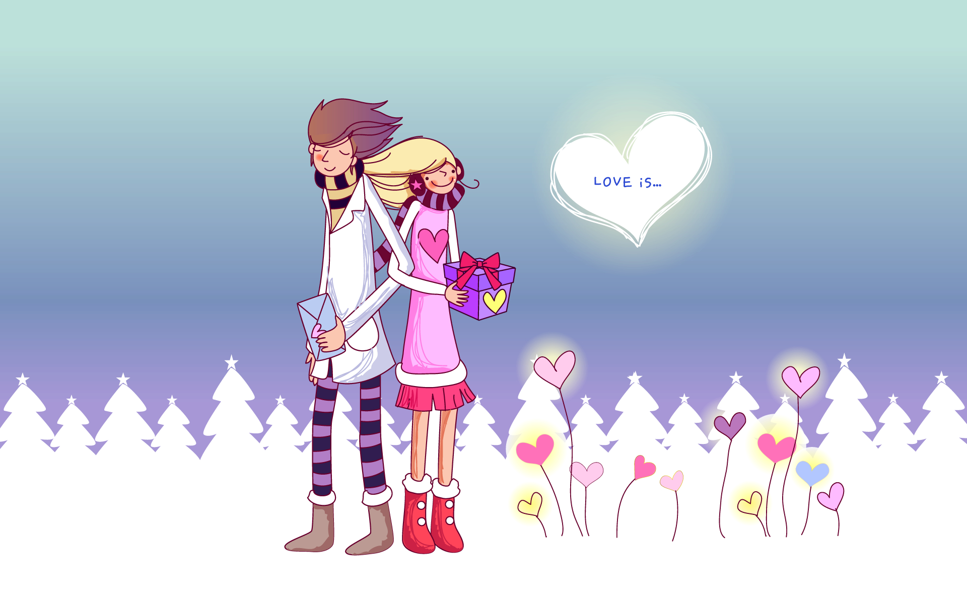 Cute Snow Couple Love Wallpapers Wallpapers