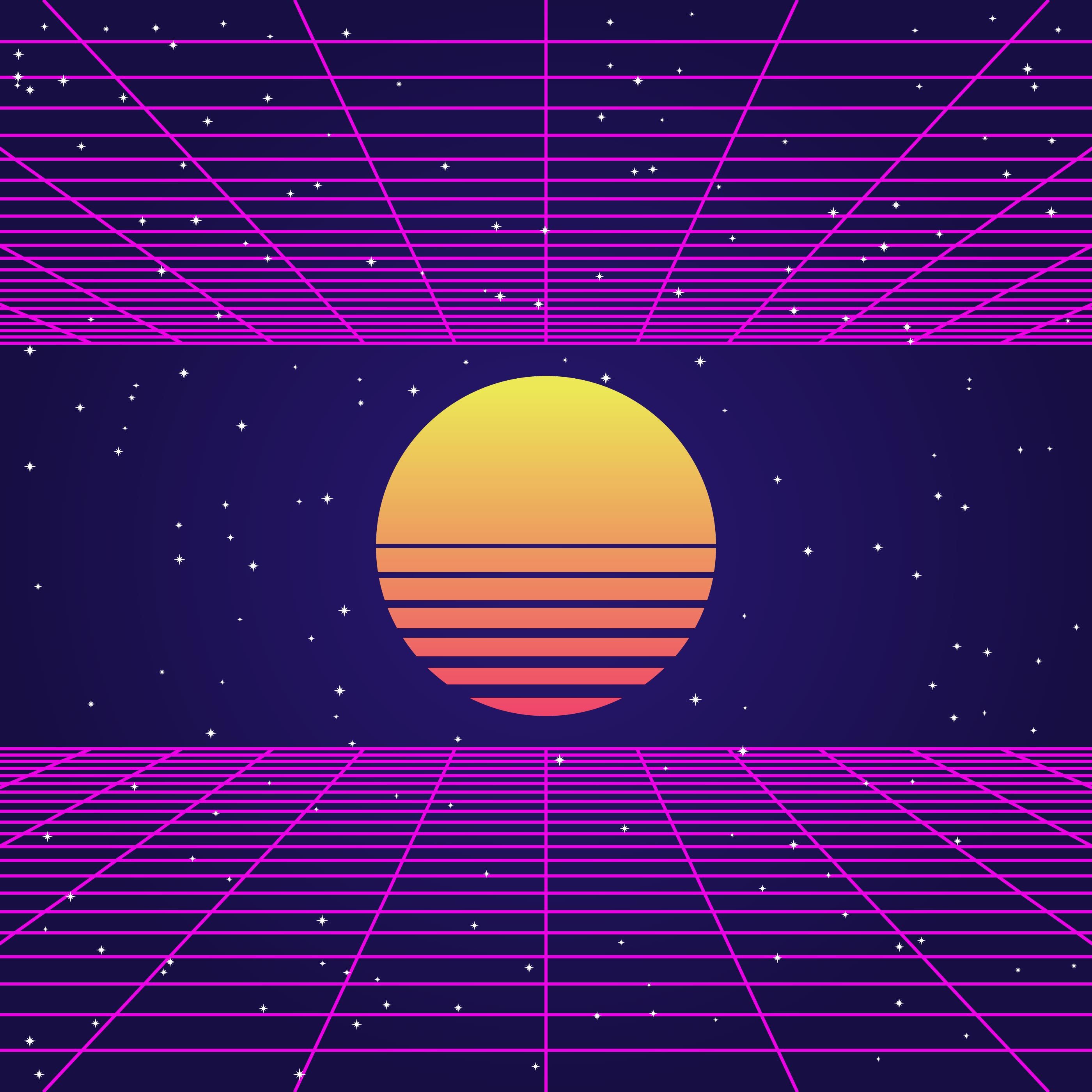 Retro 80S Sun Wallpapers Wallpapers