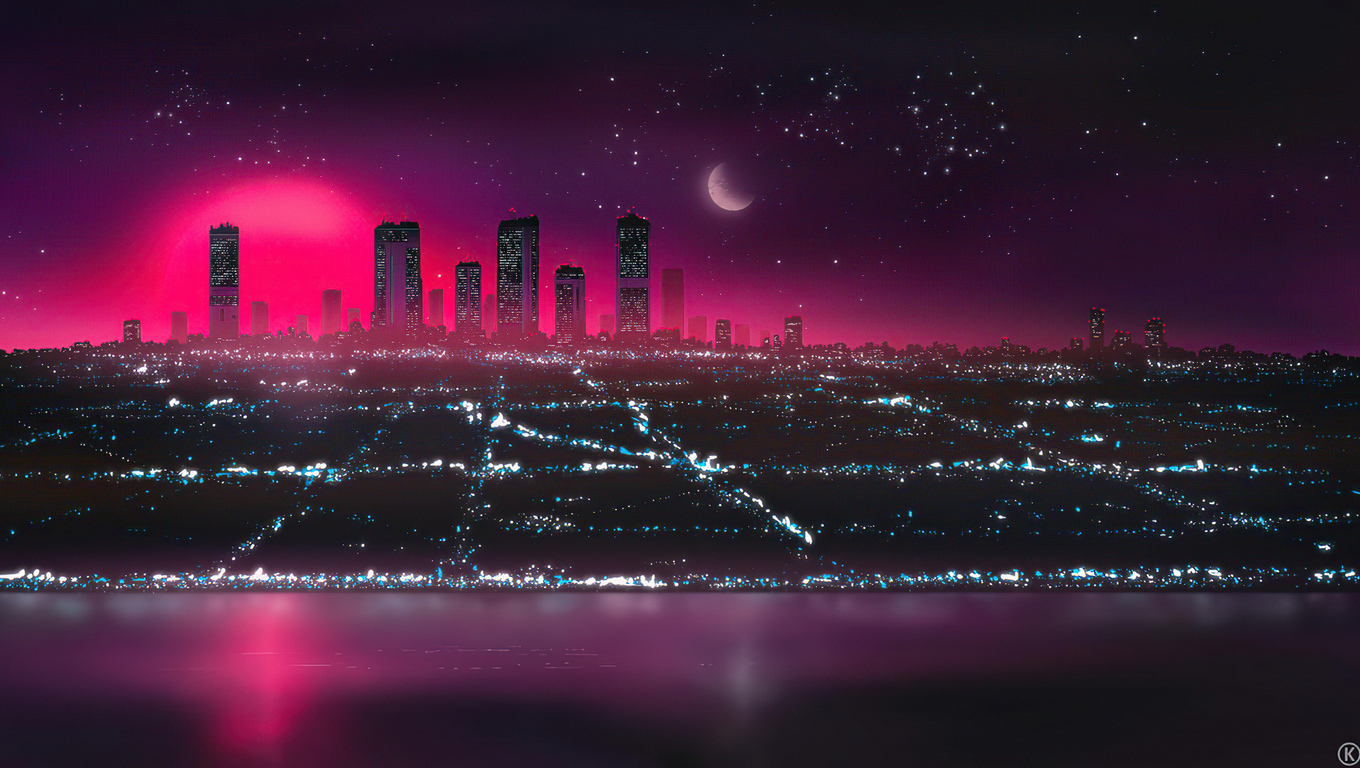 Retro Neon City Wallpapers