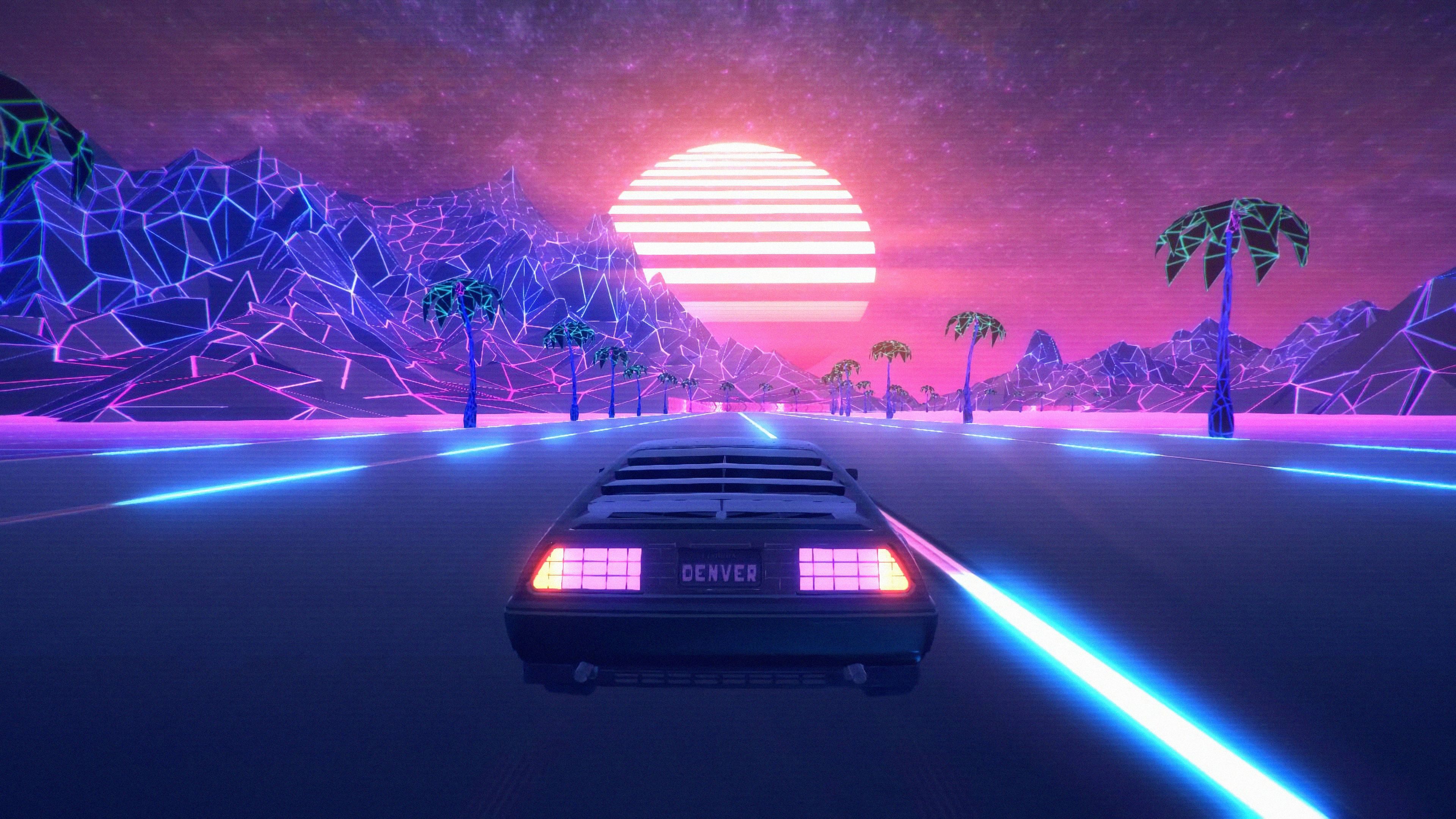 Retrowave Car Wallpapers Wallpapers