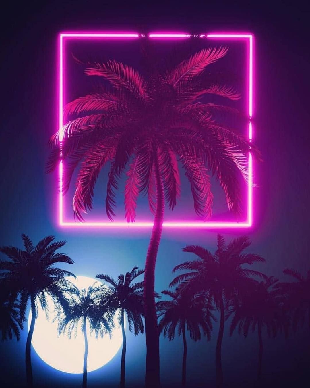 80S Neon Palm Trees Wallpapers