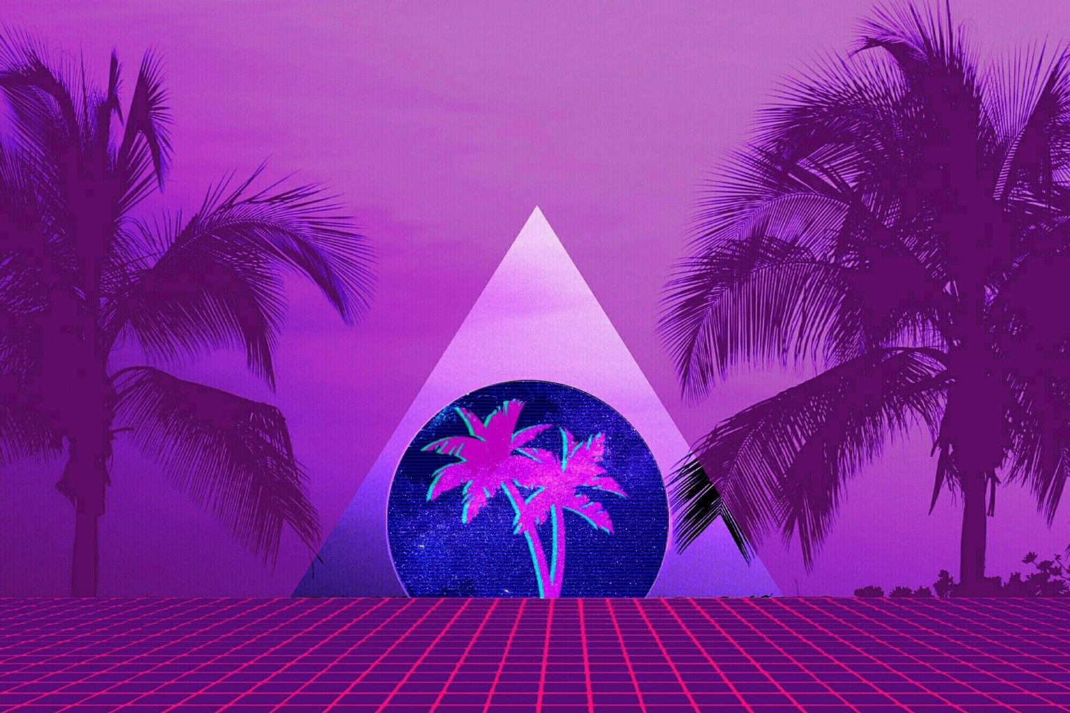 80S Neon Palm Trees Wallpapers