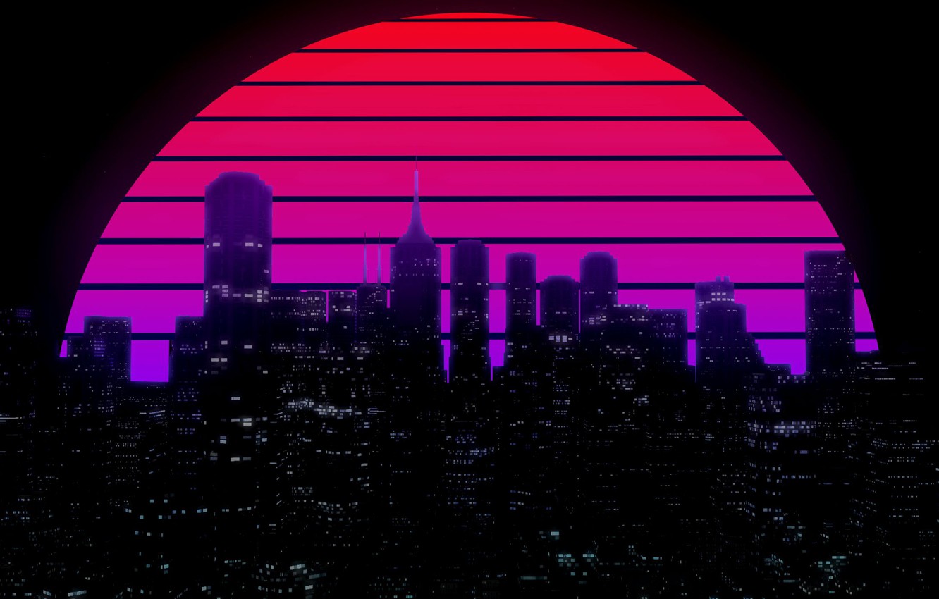 80S Neon Road Wallpapers