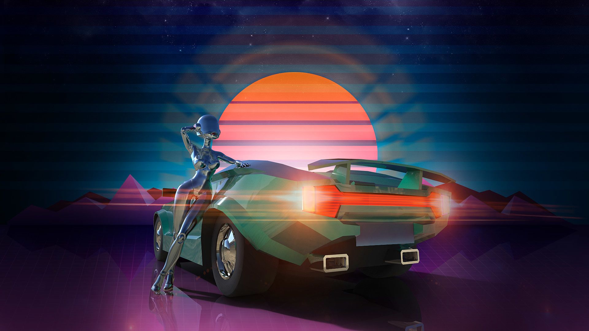 80S Retro Neon Car Wallpapers