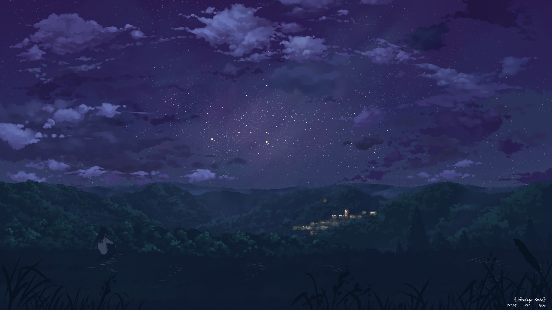 1920X1080 Anime Night Sky Wallpapers