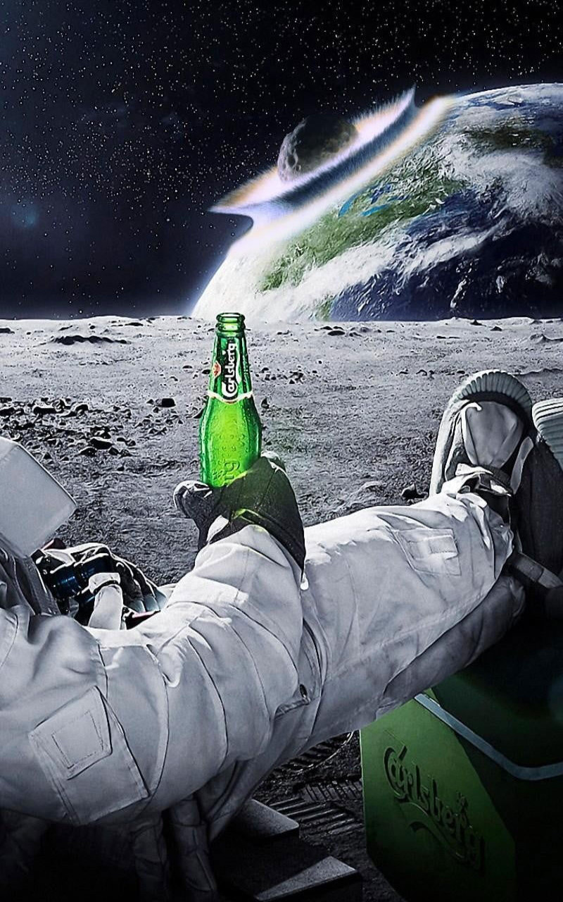 Astronaut Drinking Beer On Moon Wallpapers