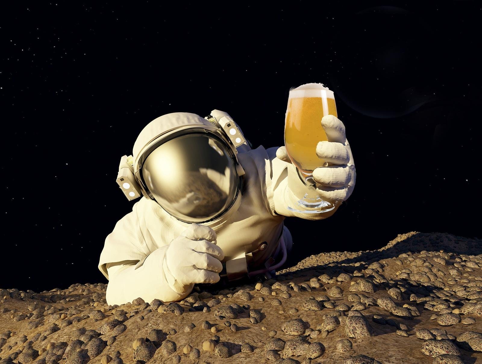 Astronaut Drinking Beer On Moon Wallpapers