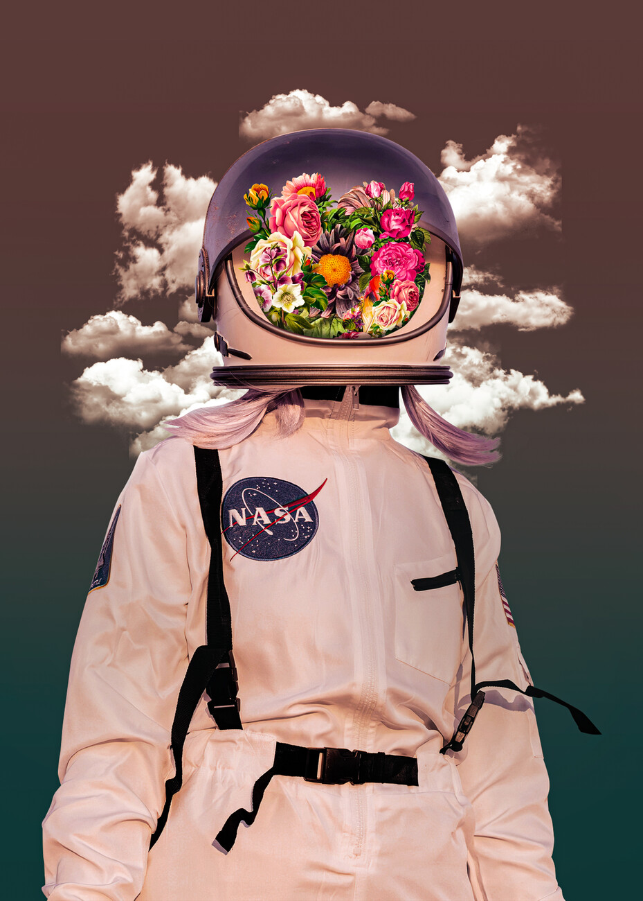 Astronaut Flowers Painting Wallpapers