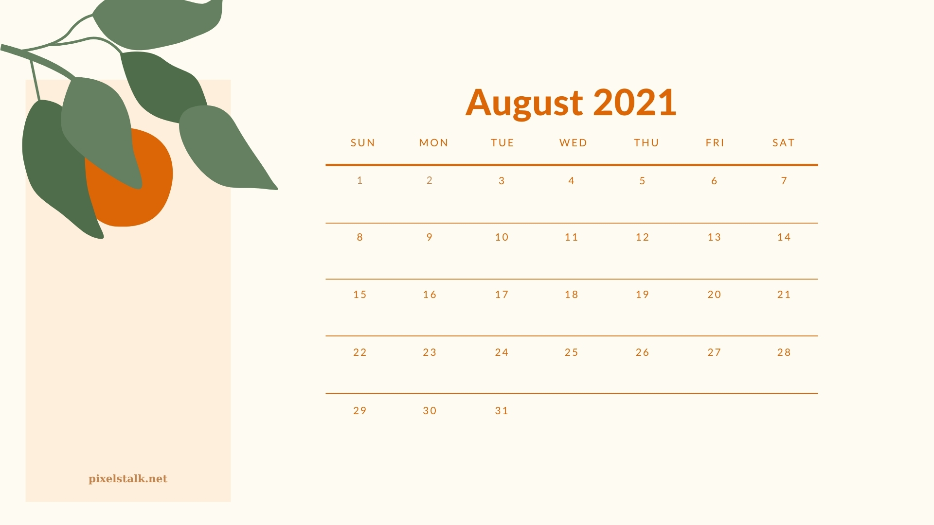 August 2021 Calendar Wallpapers