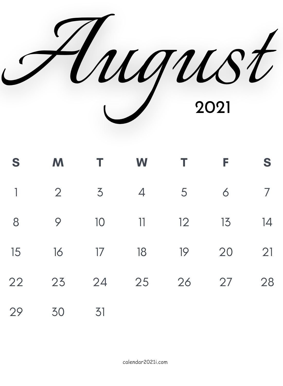 August 2021 Calendar Wallpapers