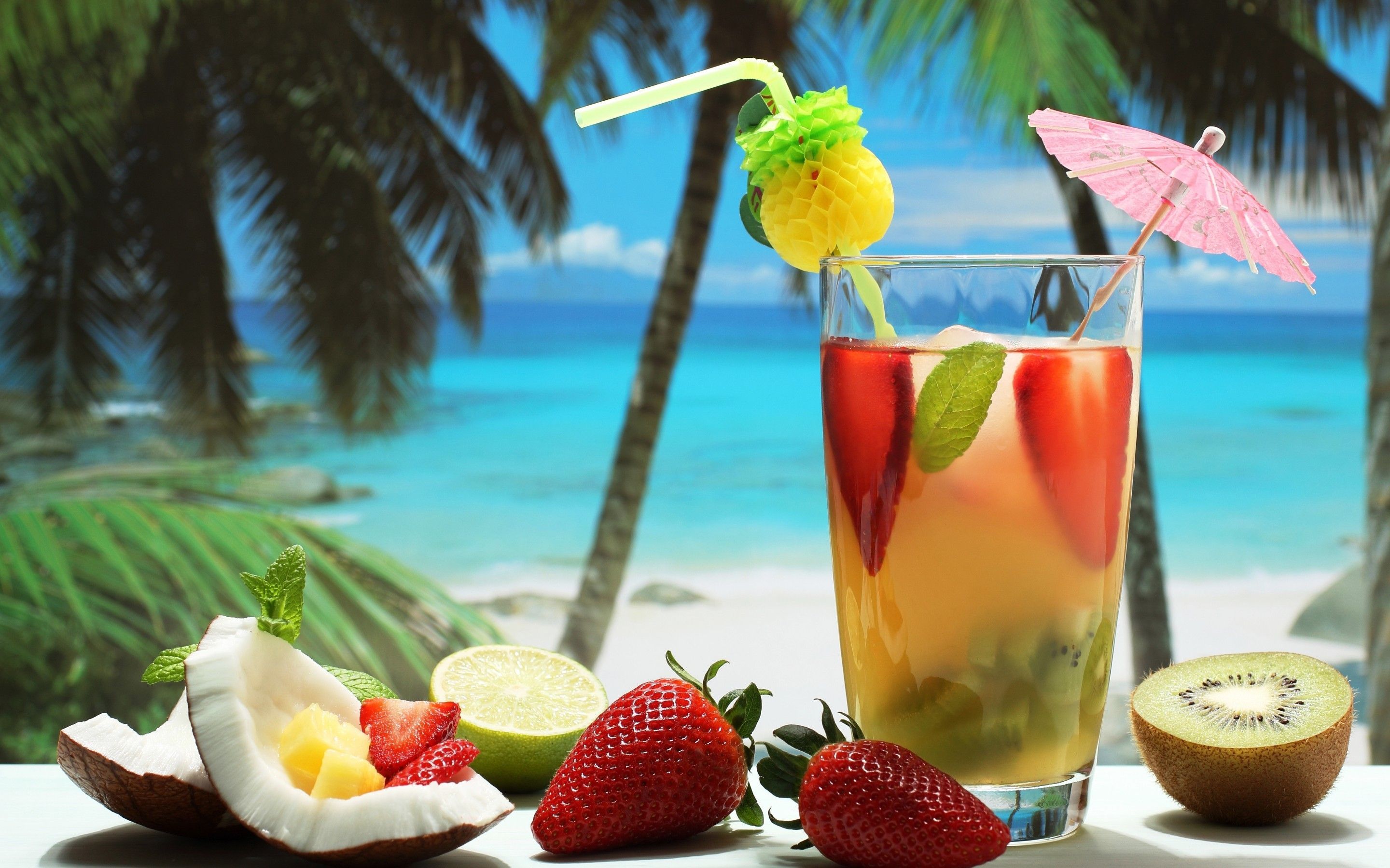 Beach Summer Beach Tropical Drinks Wallpapers