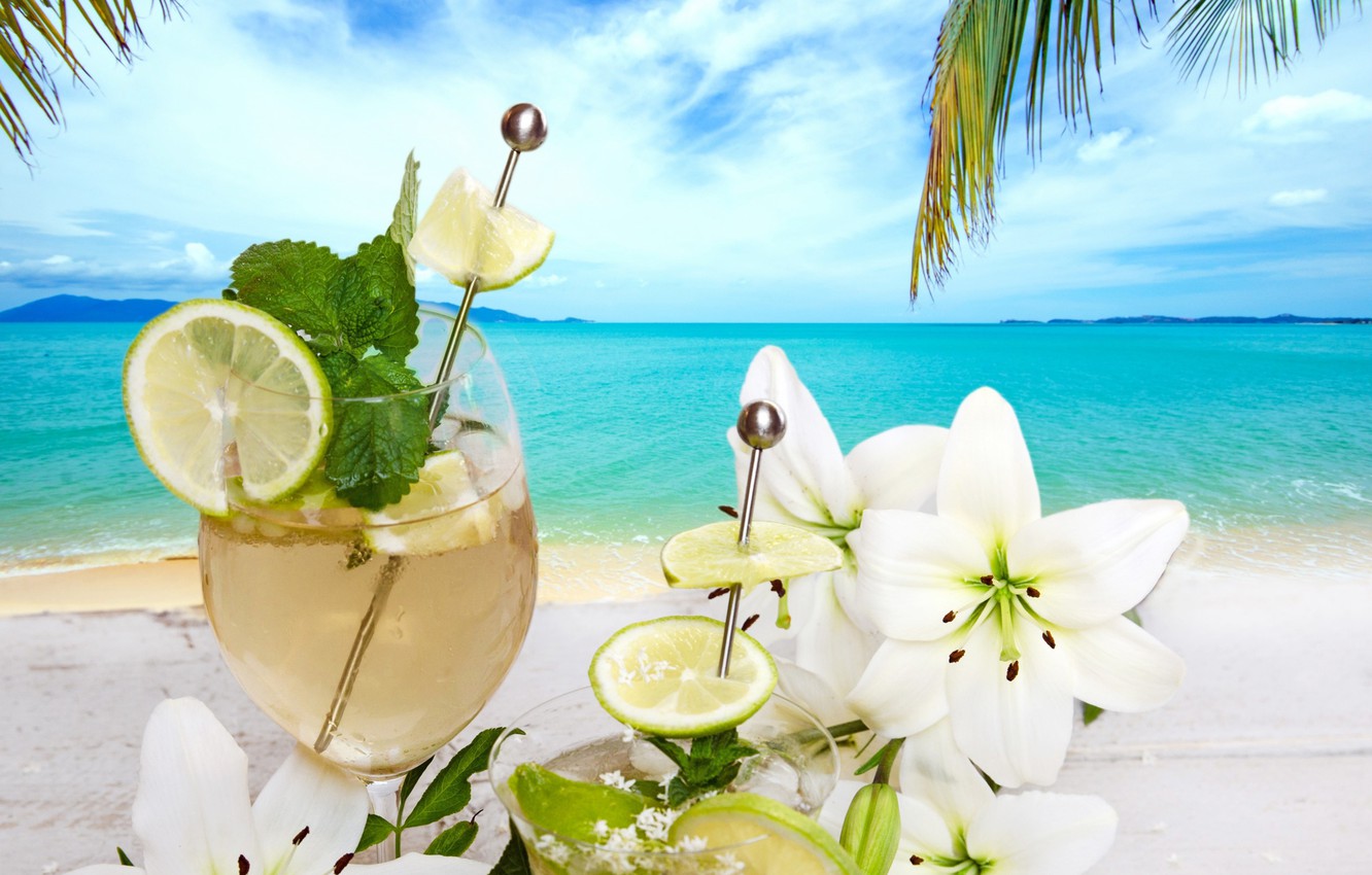 Beach Summer Beach Tropical Drinks Wallpapers