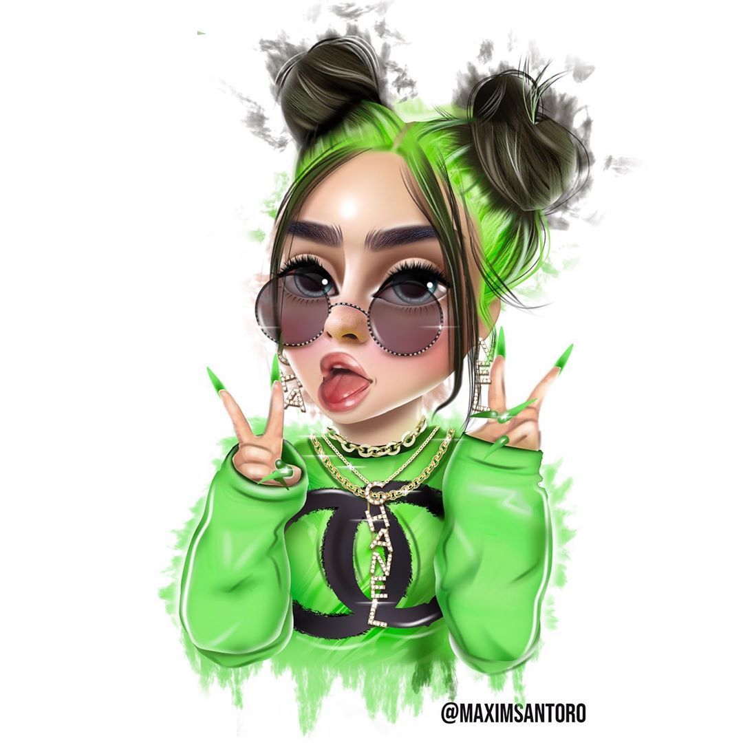 Billie Eilish Cartoon Drawing Wallpapers