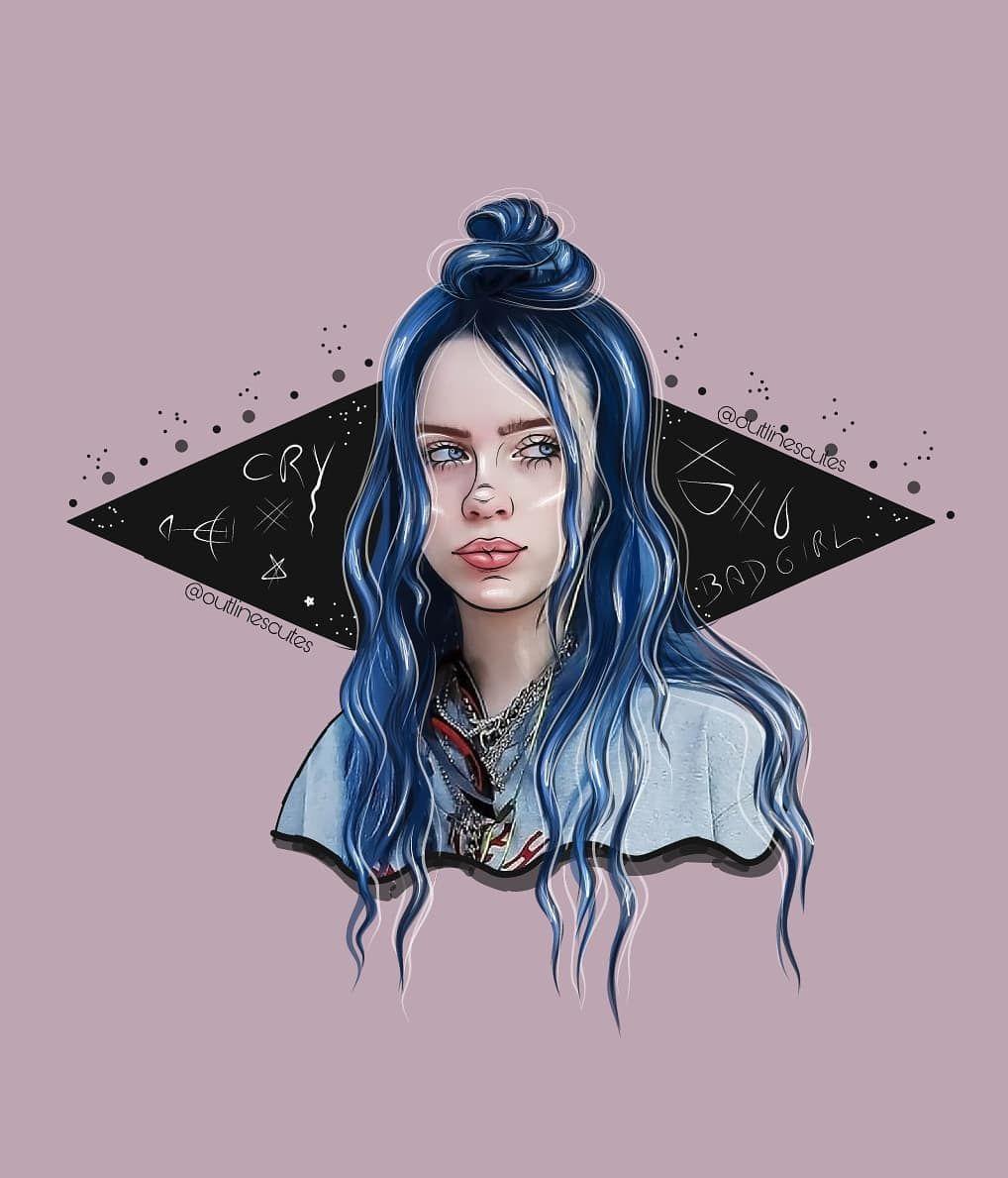 Billie Eilish Cartoon Drawing Wallpapers