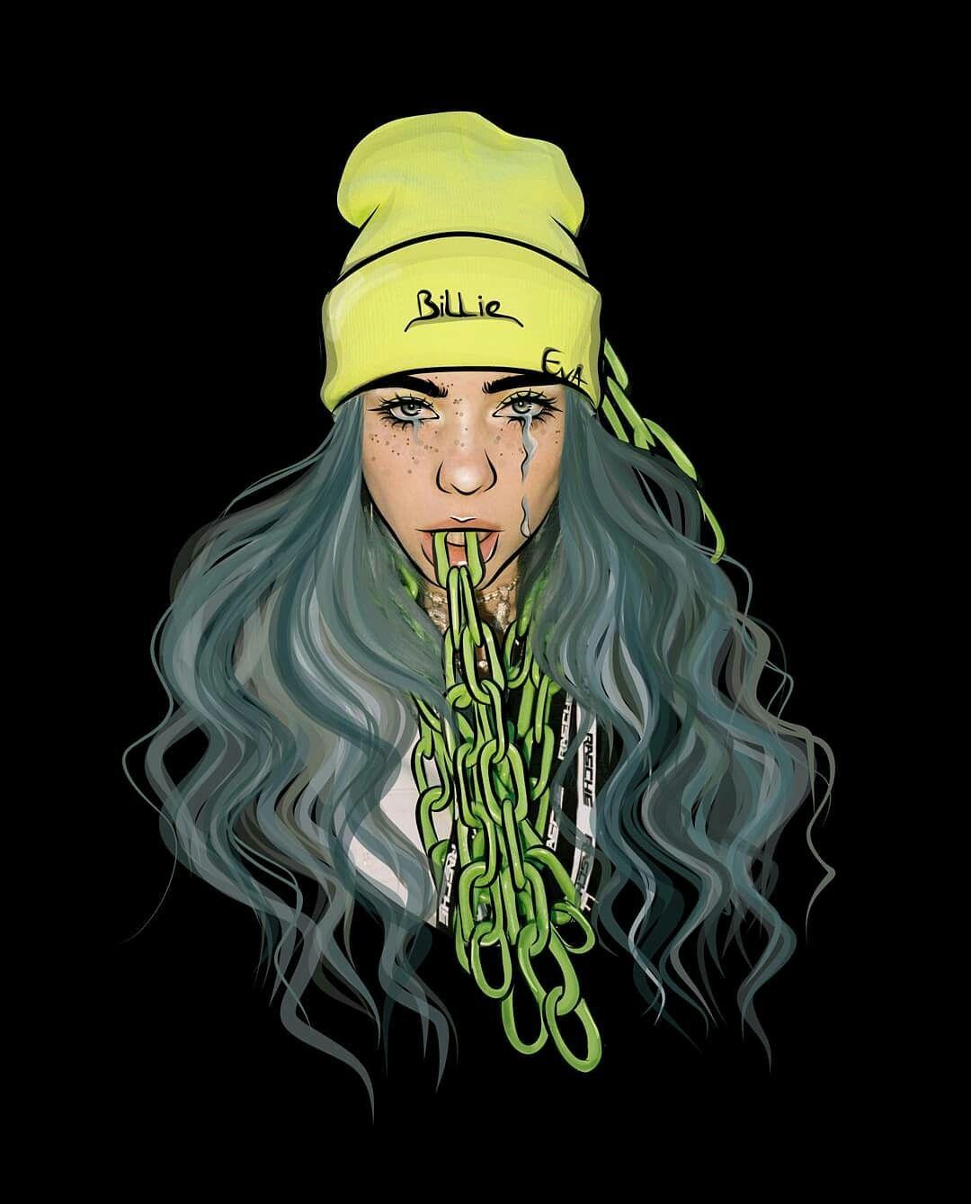 Billie Eilish Cartoon Drawing Wallpapers