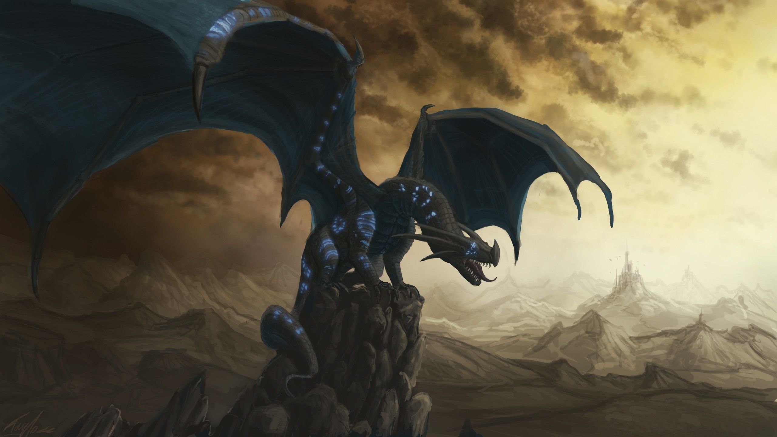 Black And Blue Dragon Wallpapers