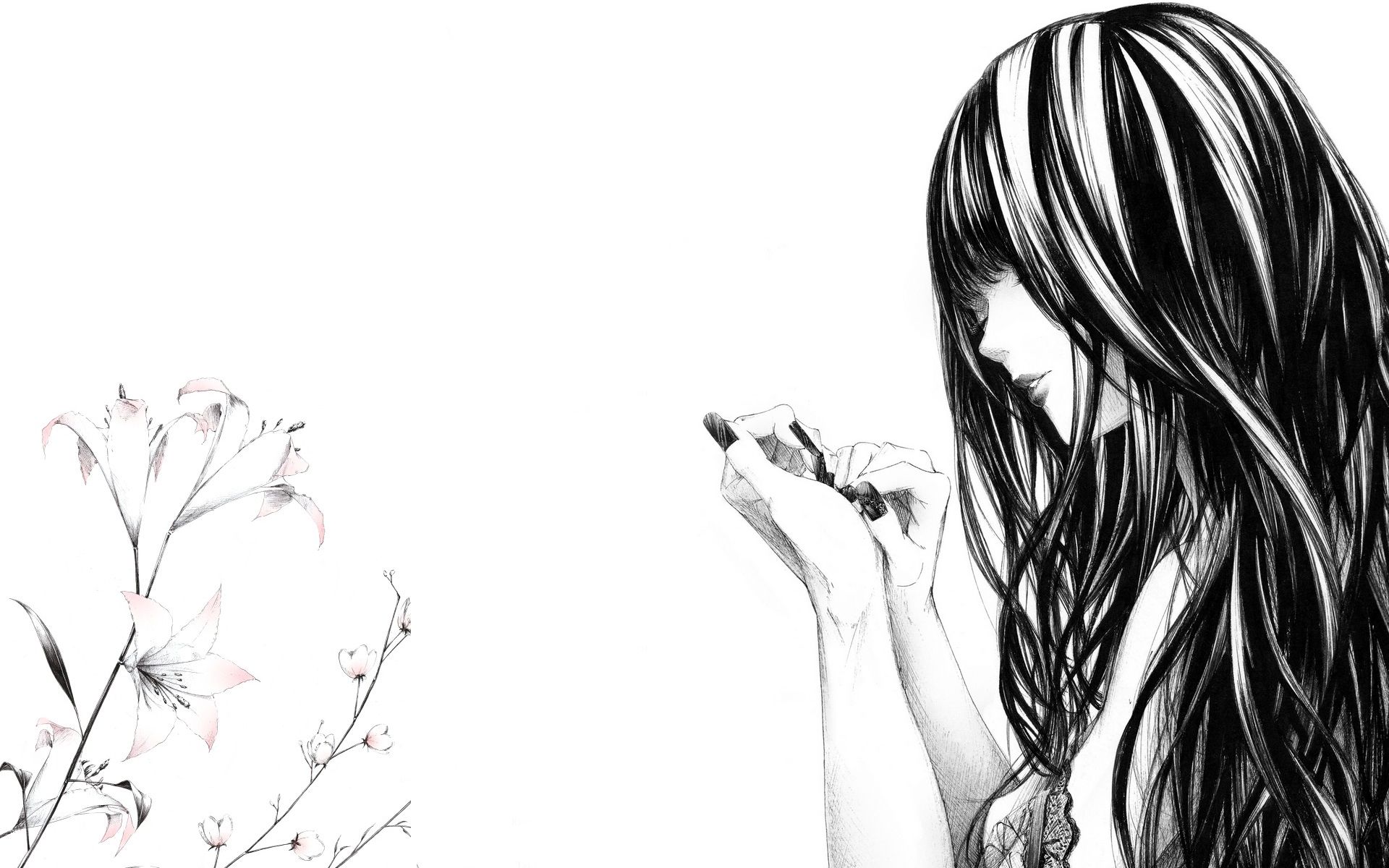 Black And White Sad Anime Girl Wallpapers