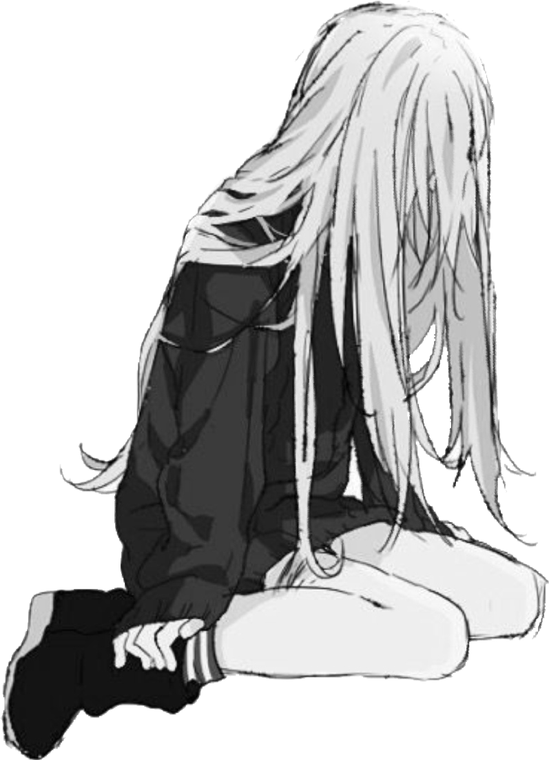 Black And White Sad Anime Girl Wallpapers