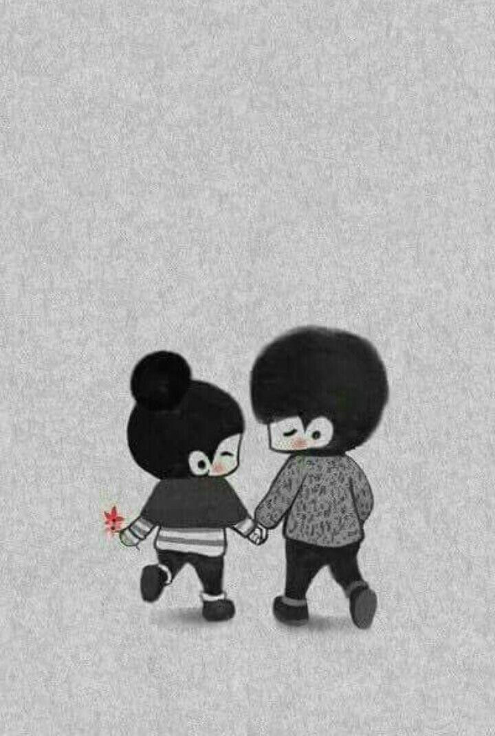 Black Cartoon Love Couple Wallpapers