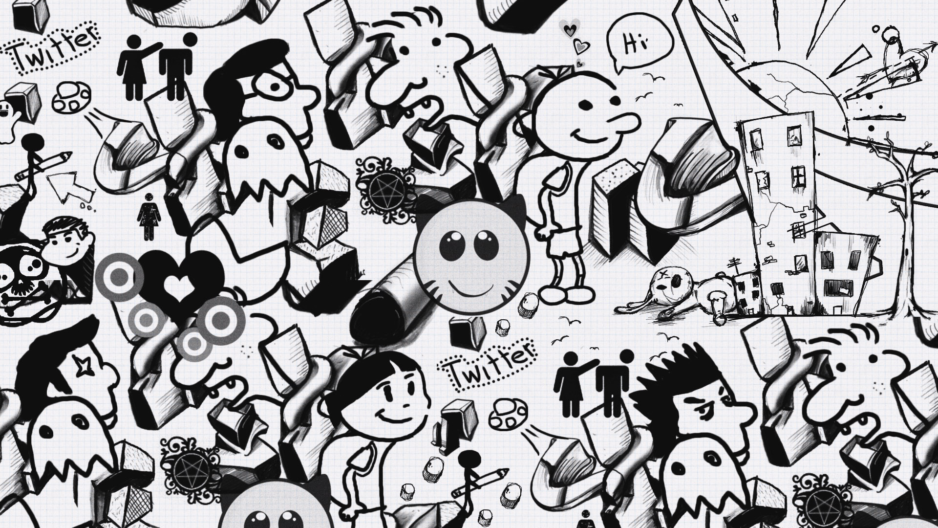 Black Doodle Wallpapers