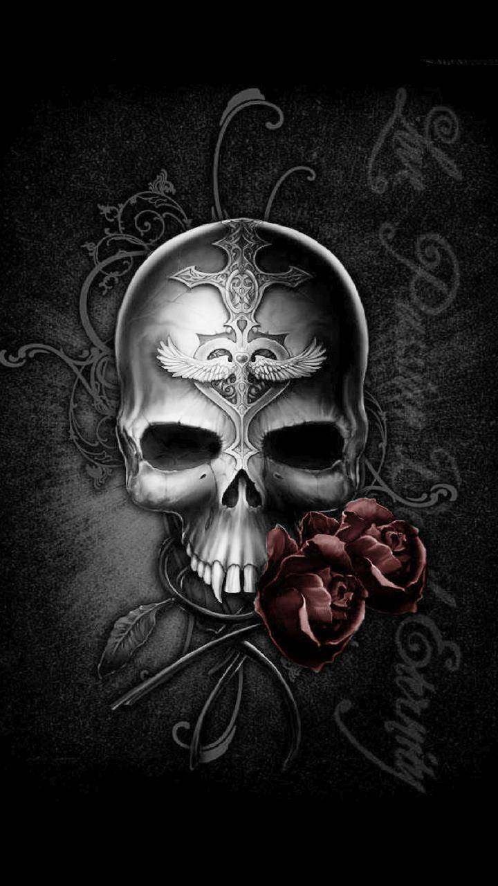 Black Skulls And Roses Wallpapers
