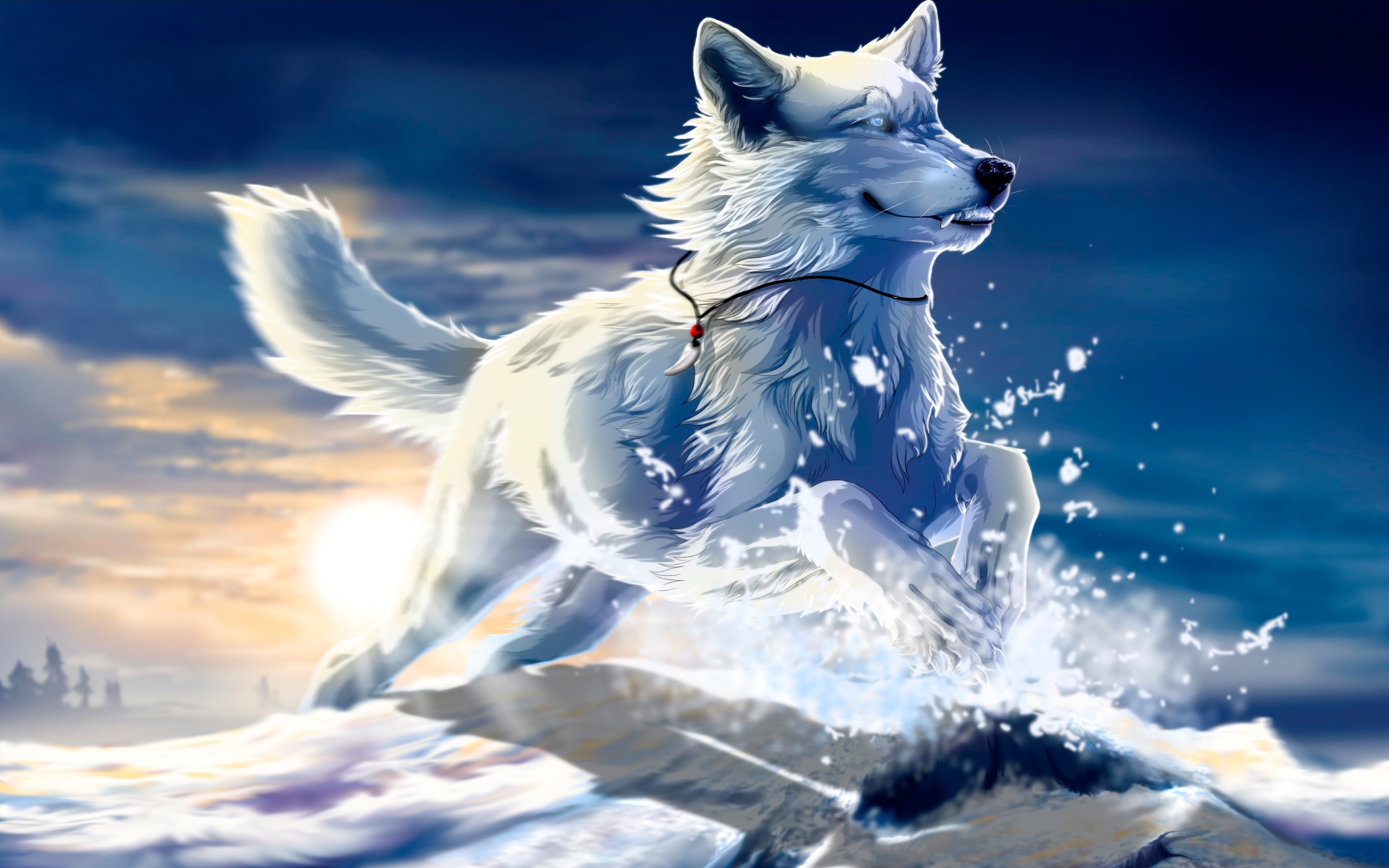 Blue Anime Wolf Wallpapers