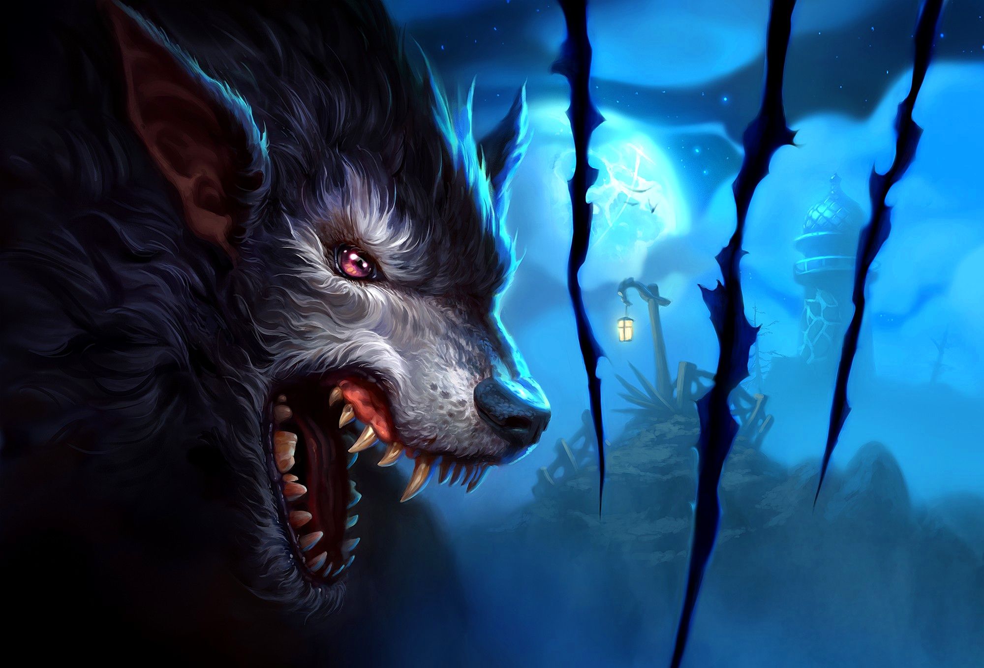 Blue Anime Wolf Wallpapers