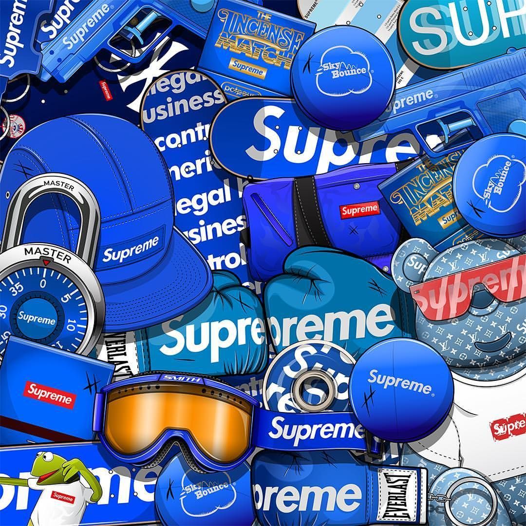 Blue Camo Supreme Wallpapers