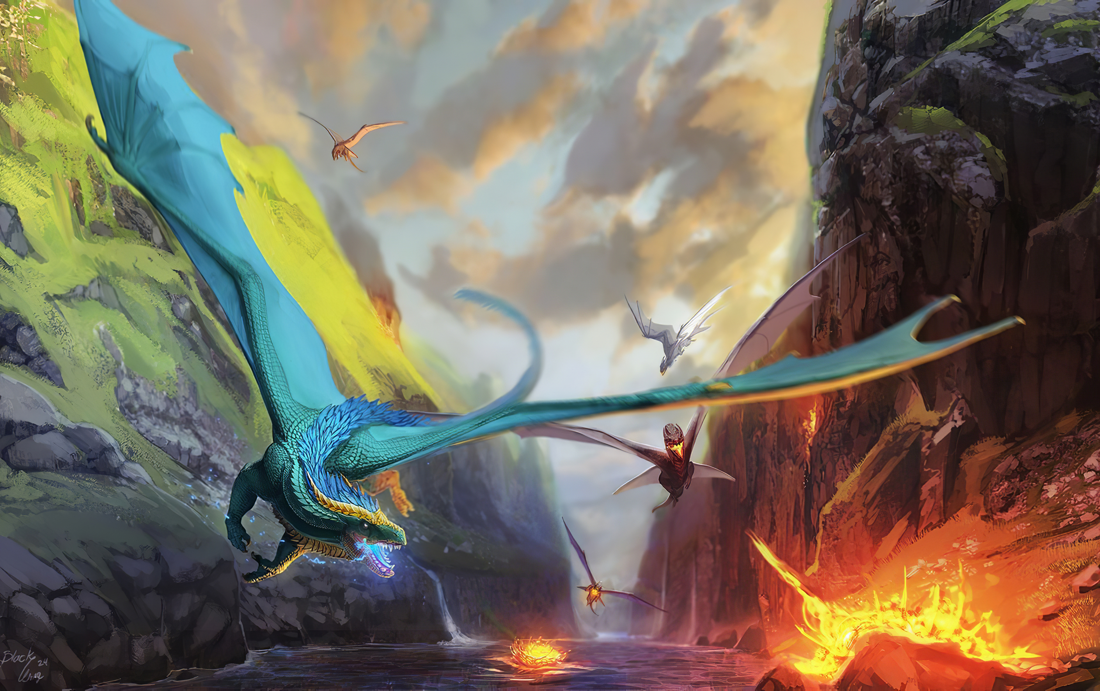 Blue Fire Dragon Wallpapers