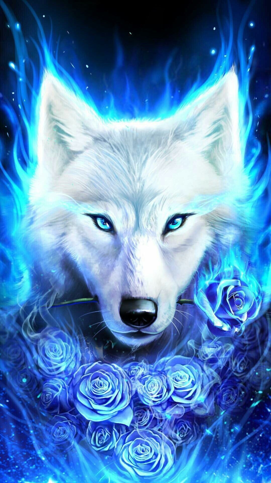 Blue Fire Wolf Wallpapers