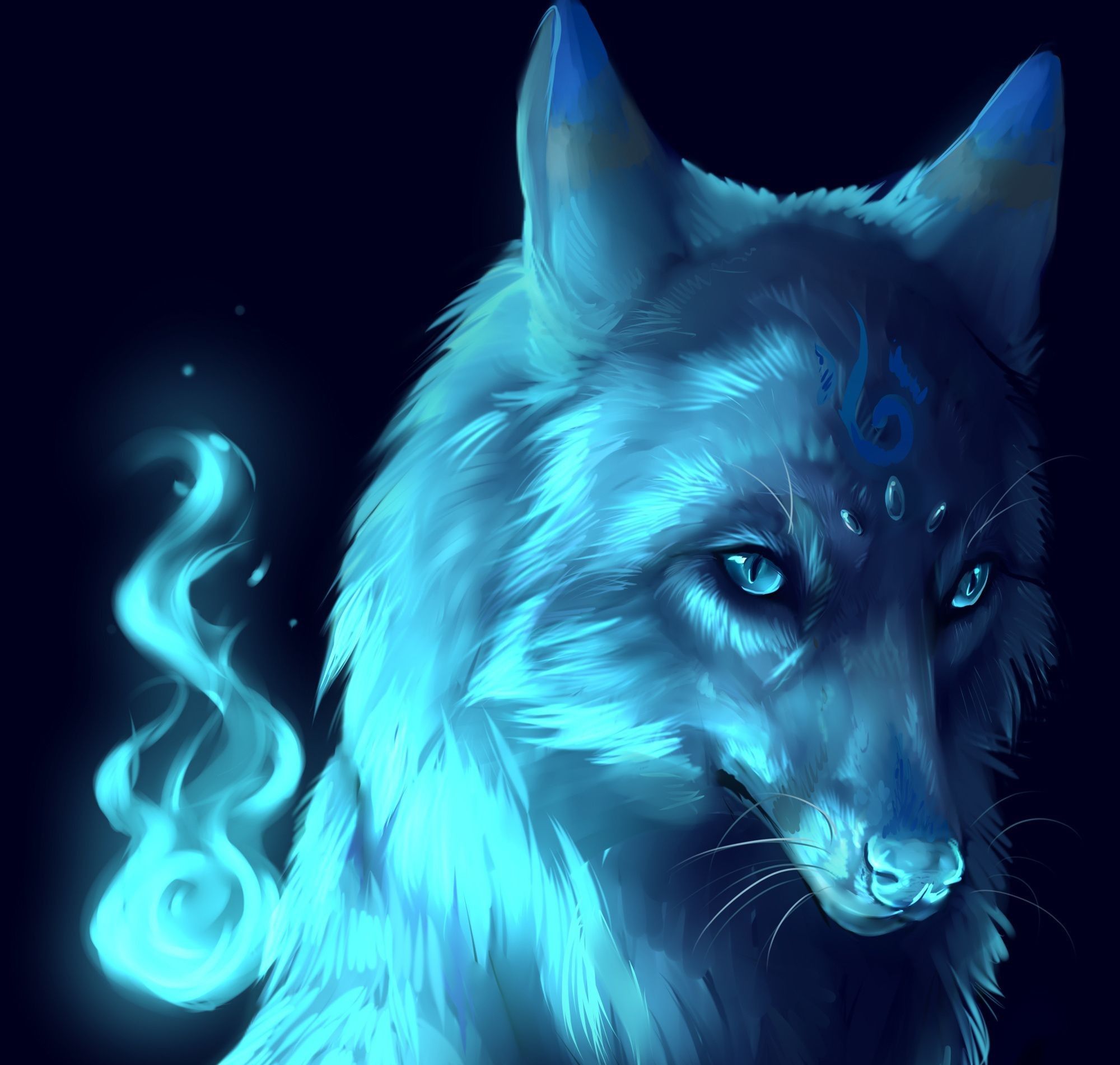 Blue Fire Wolf Wallpapers