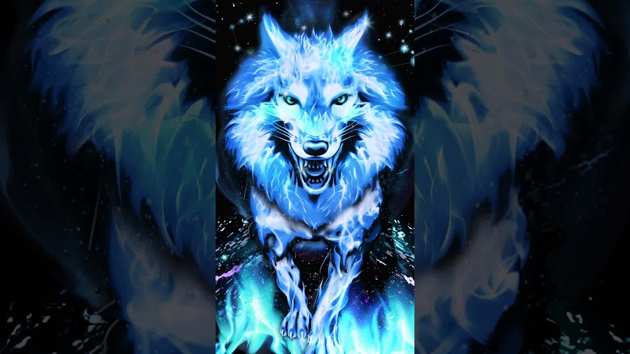 Blue Fire Wolf Wallpapers