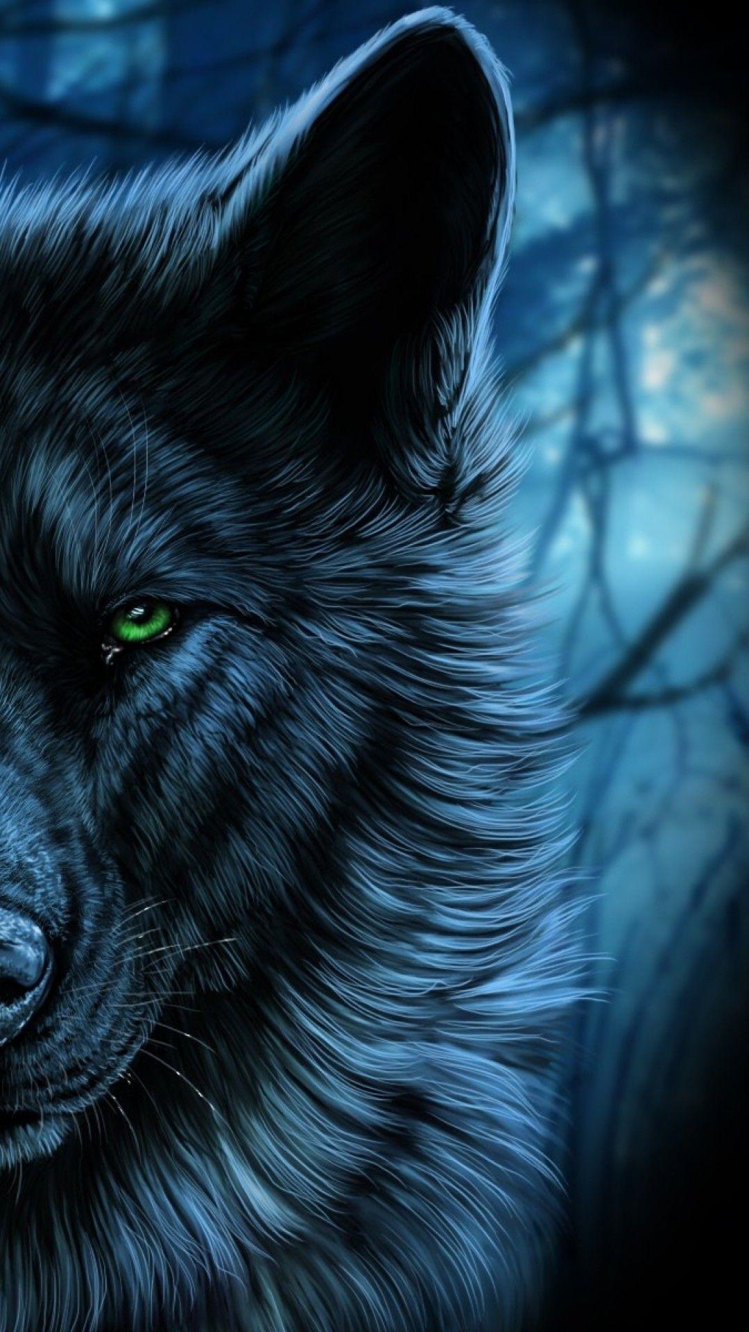 Blue Fire Wolf Wallpapers