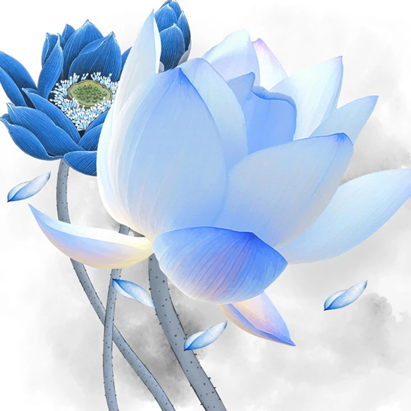 Blue Lotus Flower Painting Wallpapers