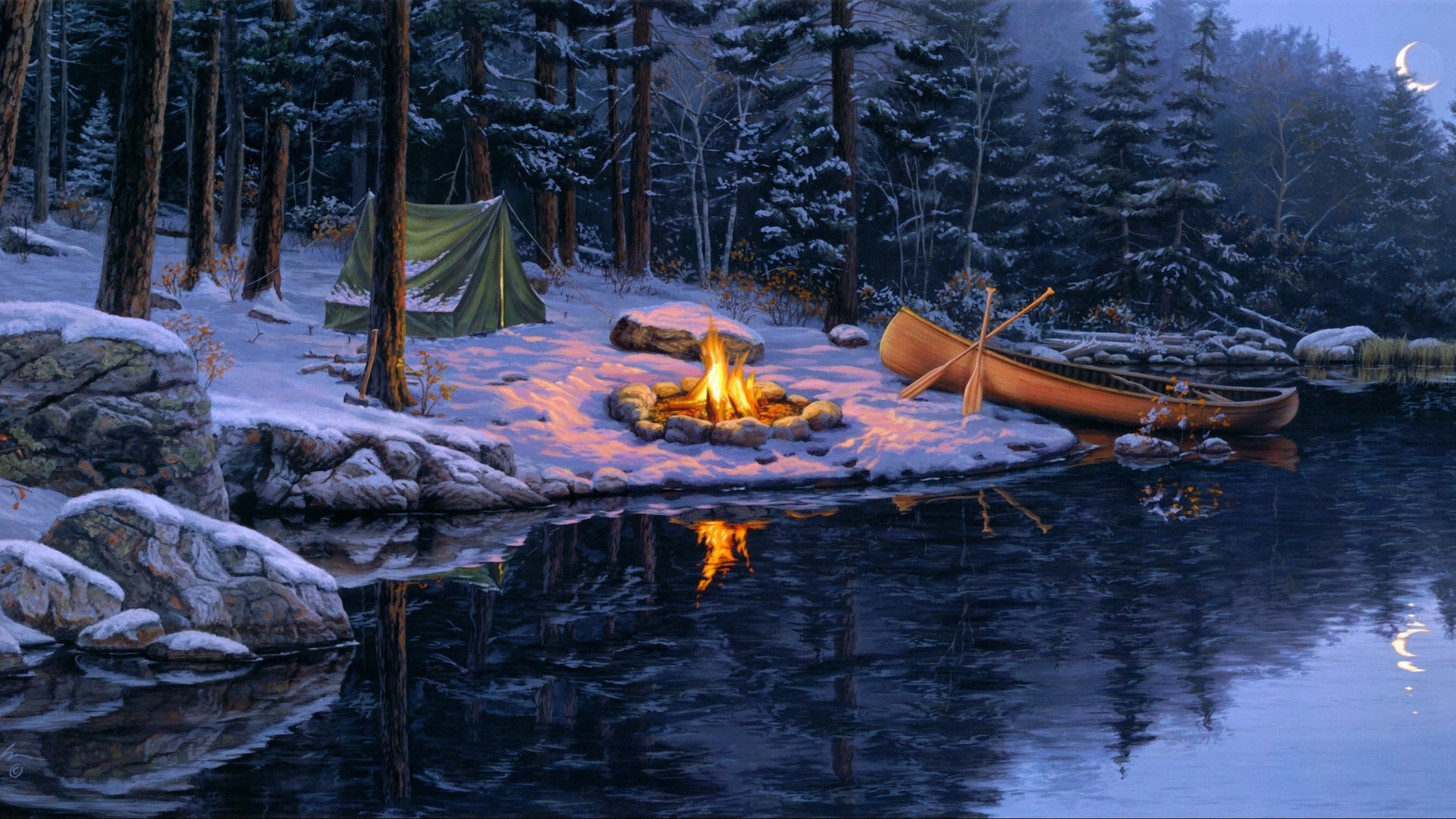 Campfire In Winter Wallpapers