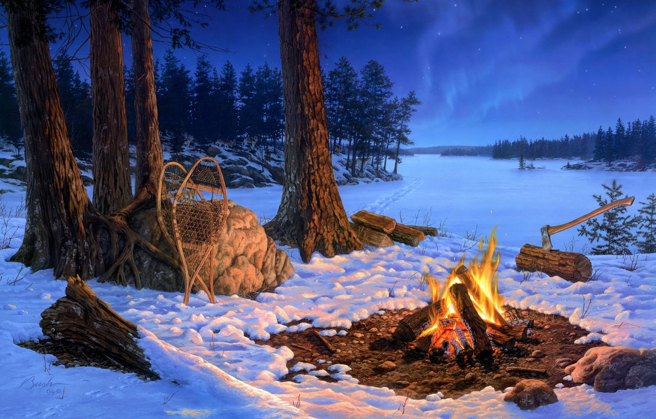 Campfire In Winter Wallpapers