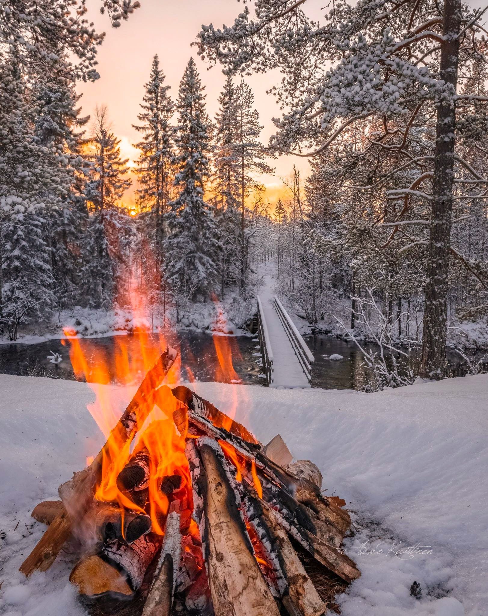 Campfire In Winter Wallpapers