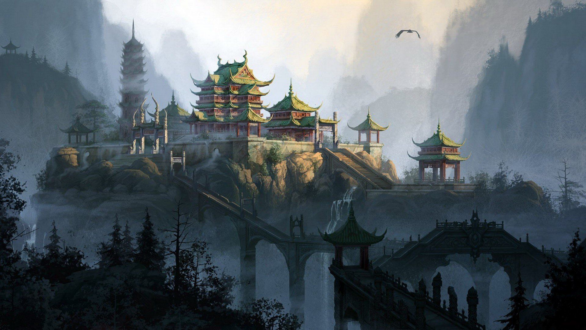 Chinese Temple On Mountain Wallpapers