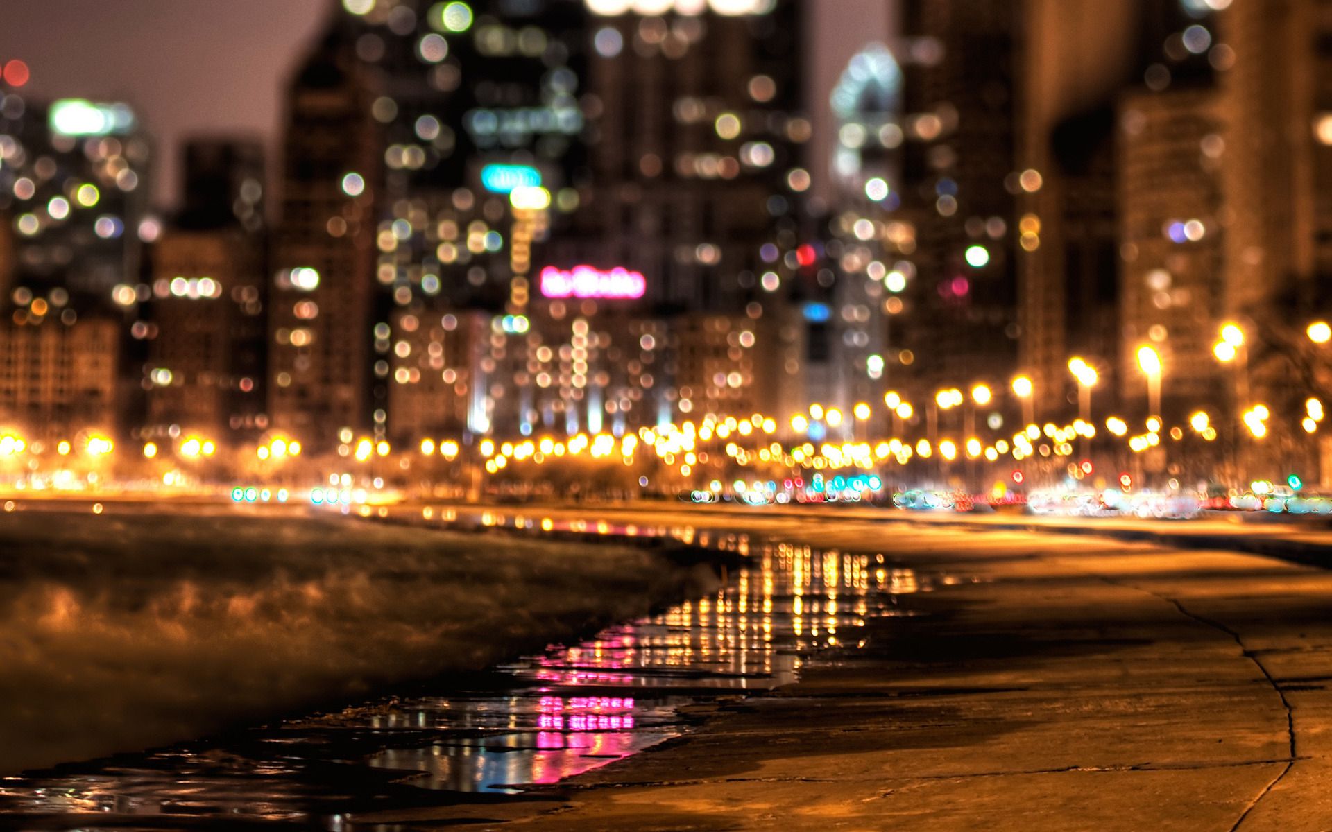 City Street Night Lights Wallpapers