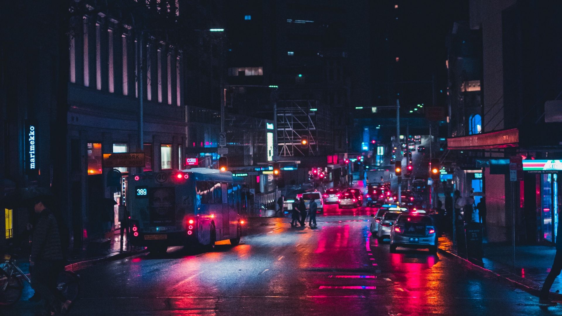 City Street Night Lights Wallpapers