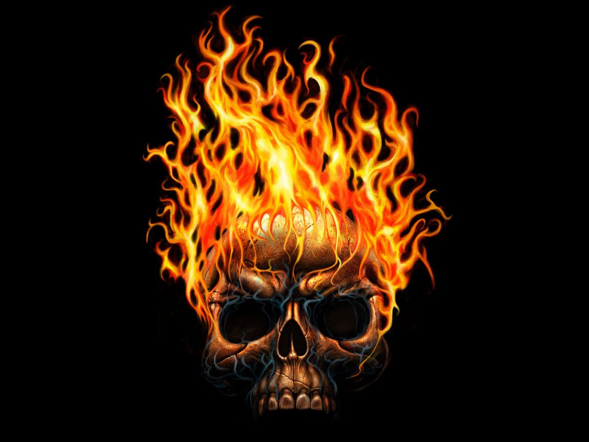 Cool Skulls On Red Fire Wallpapers