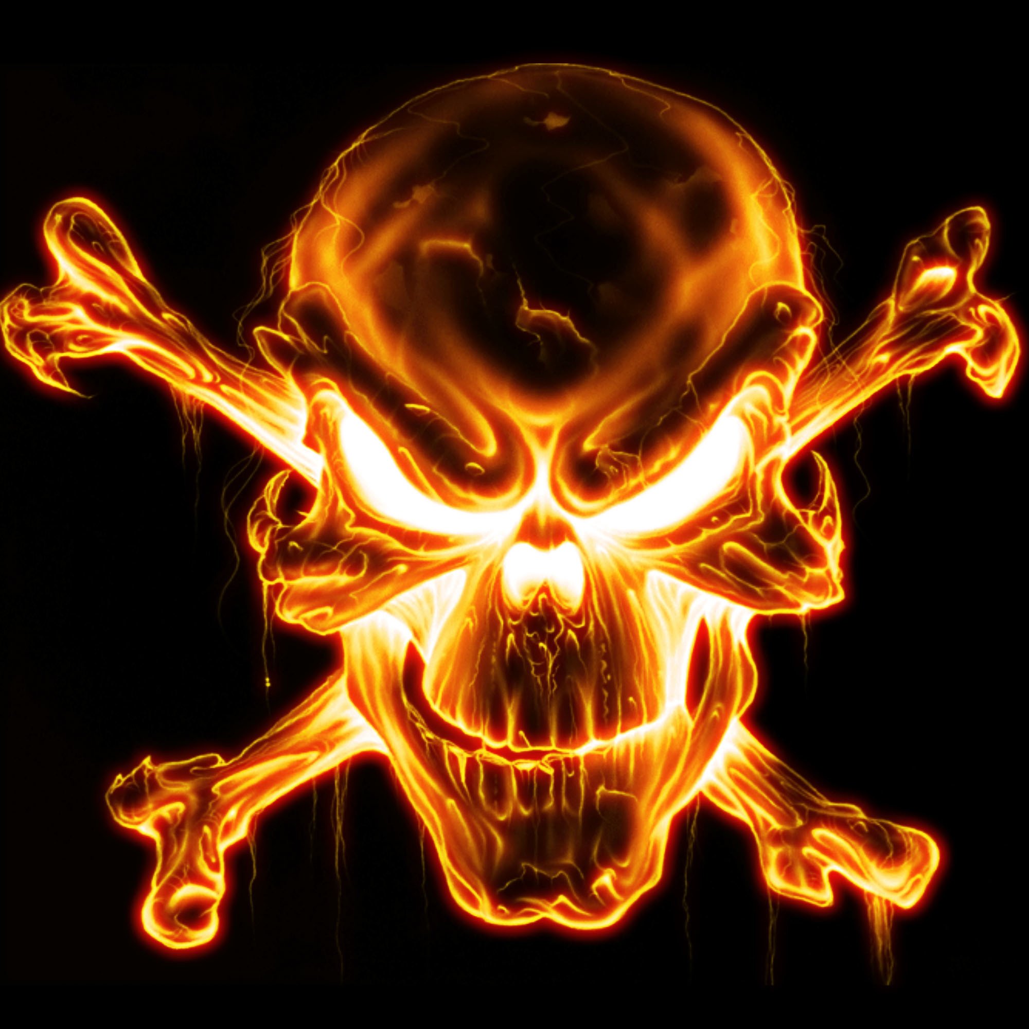 Cool Skulls On Red Fire Wallpapers