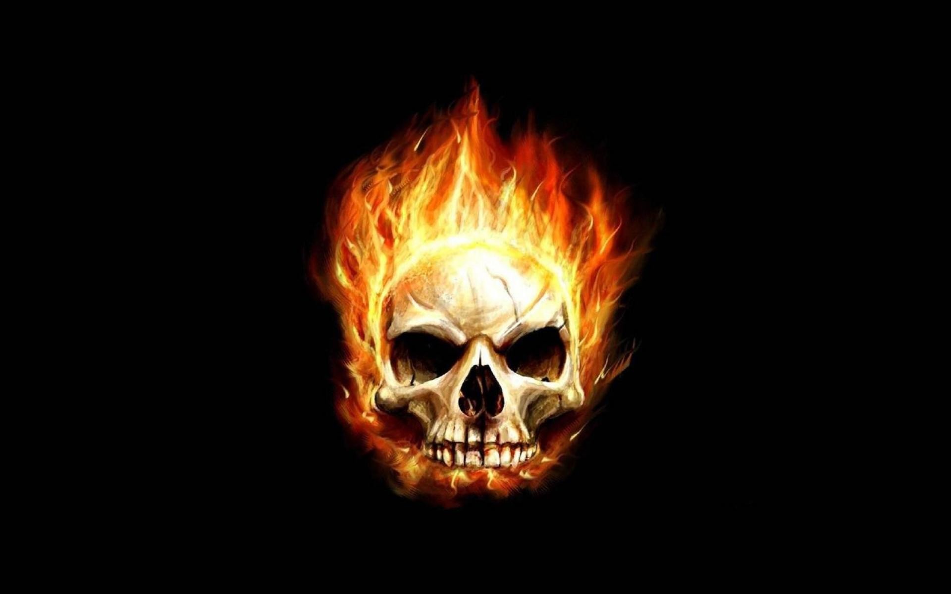 Cool Skulls On Red Fire Wallpapers