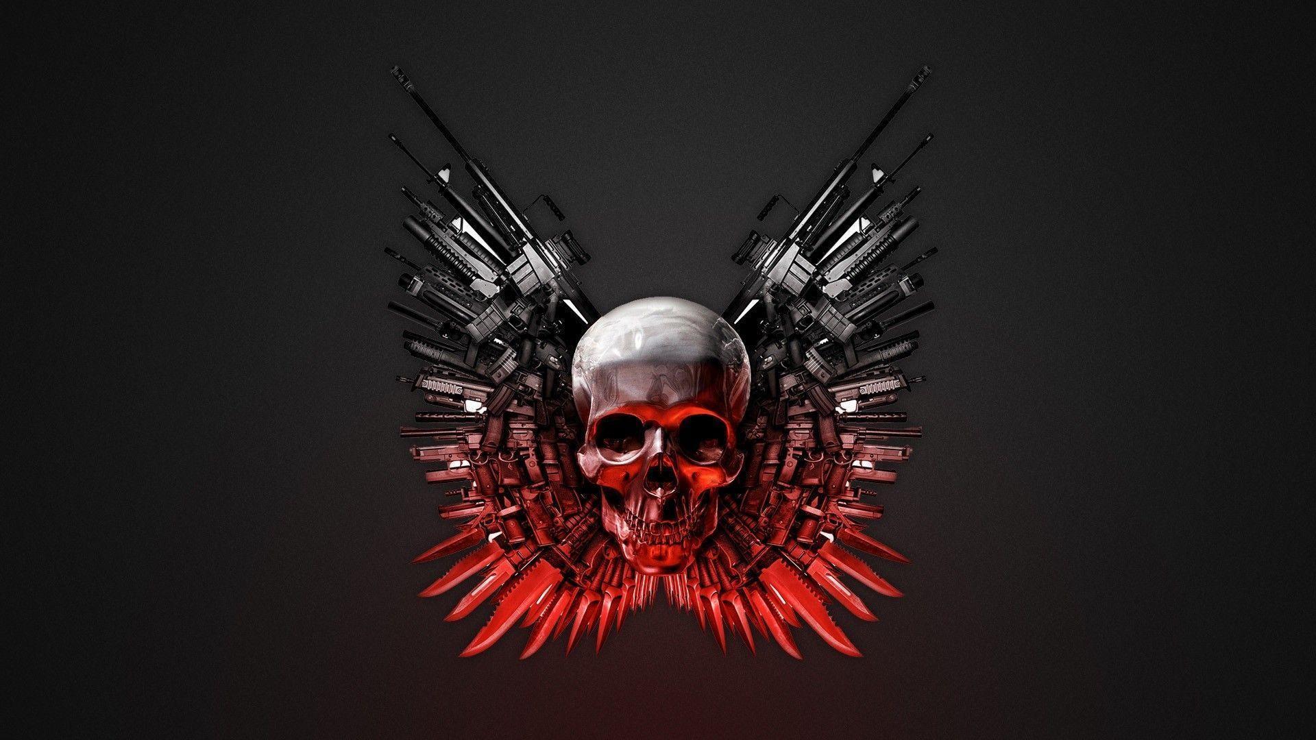 Cool Skulls On Red Fire Wallpapers