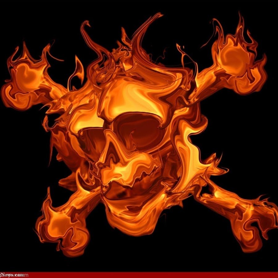 Cool Skulls On Red Fire Wallpapers