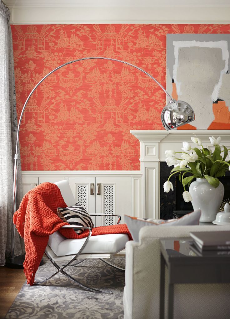 Coral Damask Wallpapers