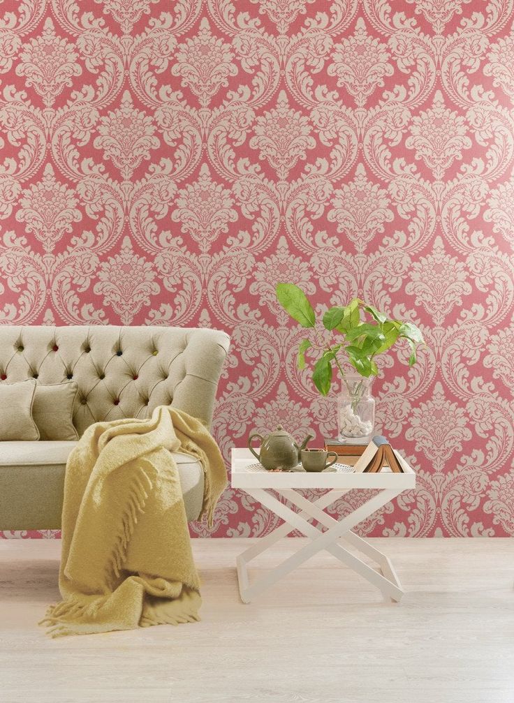 Coral Damask Wallpapers